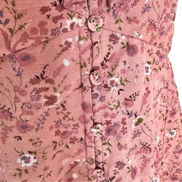 Madewell Floral Ruffle Neck Open Back Mini Dress in Vintage Quartz Size 4 NWT - Picture 8 of 12